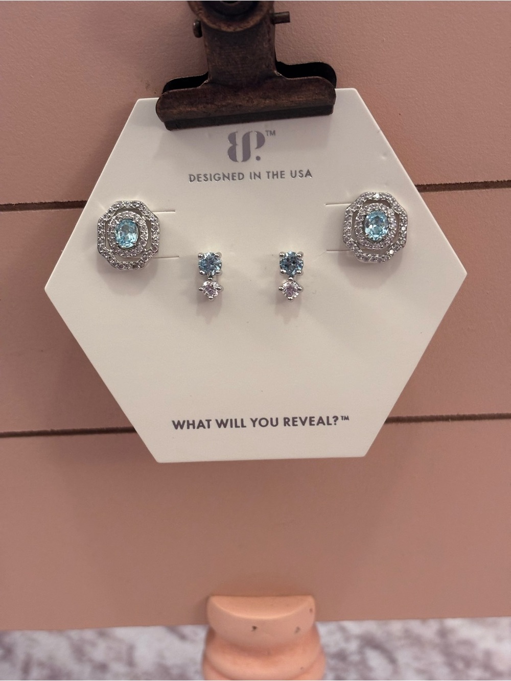 Earring set-Blue Crystal Halo and Studs
